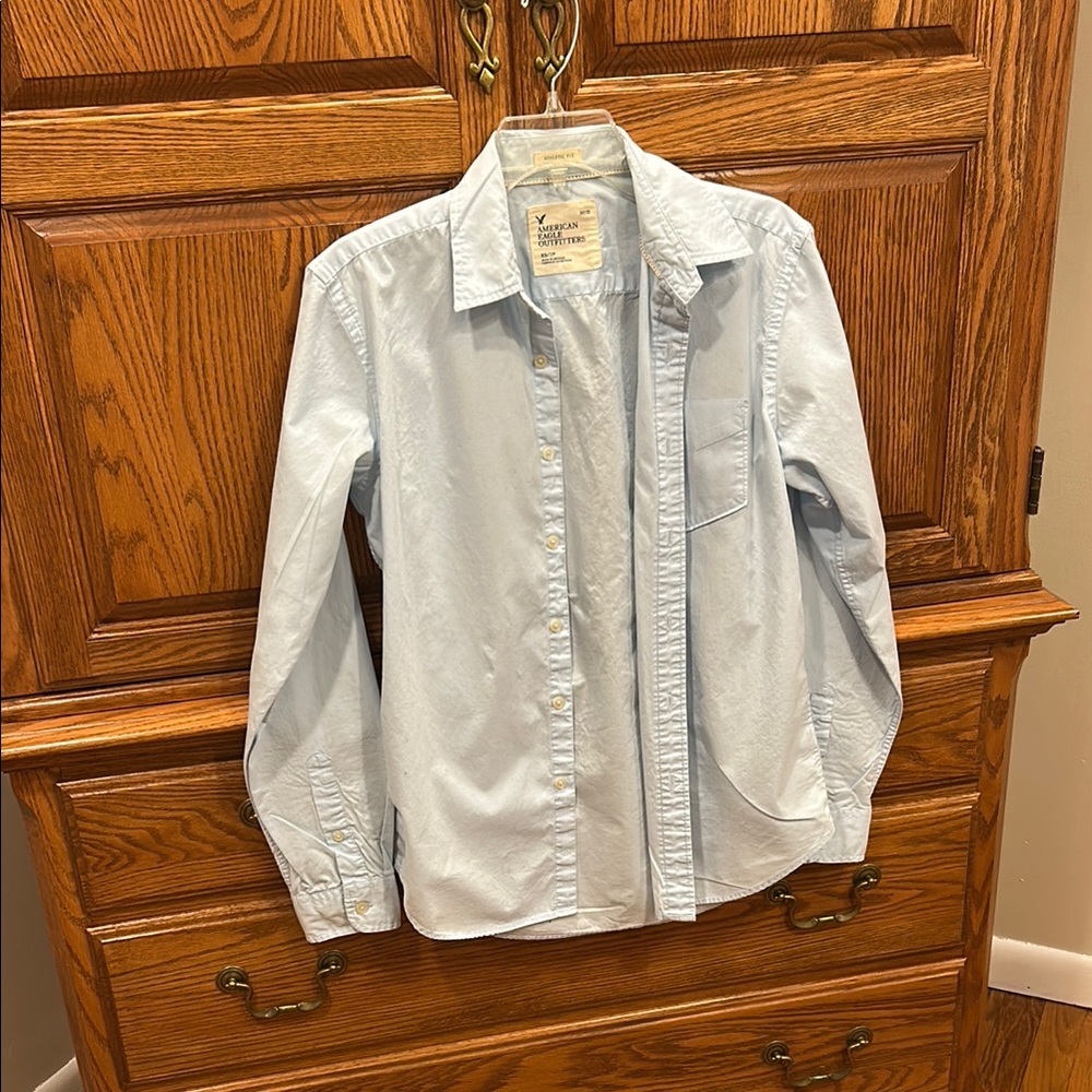 American Eagle Outfitters Blue Casual Button Down Shirt Lightweight